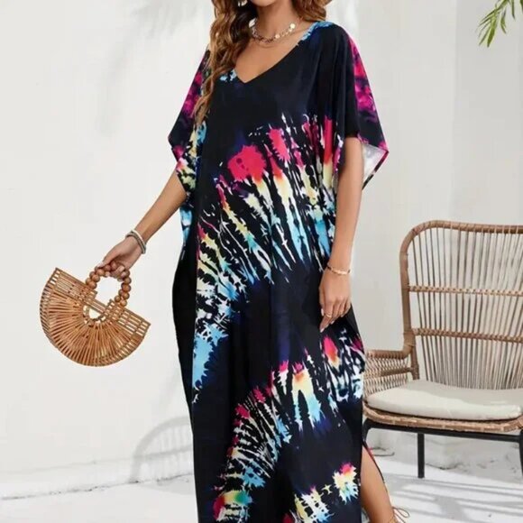 Kaftan Tie Dye Dress Maxi Swim Cover Up 3X NEW 💙 LAST 1 - Picture 8 of 14